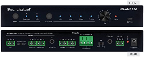 Key Digital Compact Digital Amplifier 2 Ch 20 WPC @ 8 Ohm, 40 WPC @ 4 Ohm, KD-AMP220