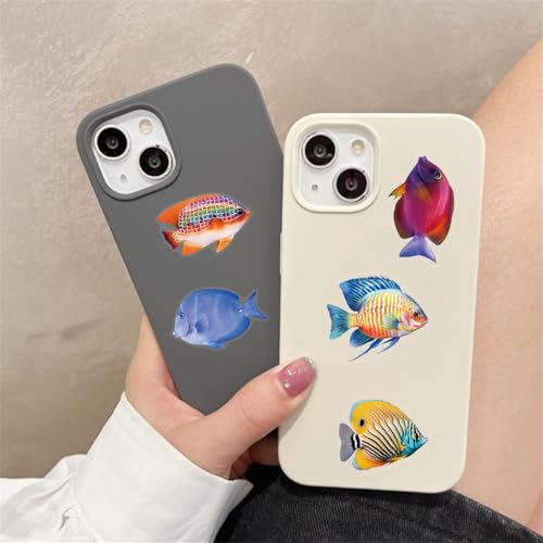 Image of 50 Pcs Clear PET Fish Aesthetic Stickers for Scrapbooking Journaling Junk Journal Scrapbook Supplies - Waterproof Transparent Fishing Decals for Resin Crafts Decorative Art Crafts (Fish)