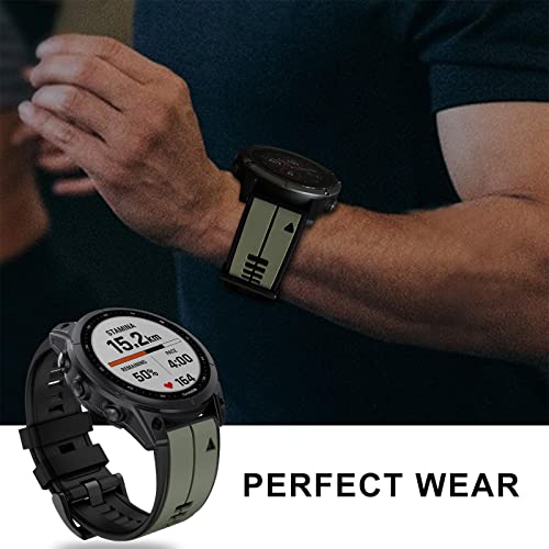 Image of Abanen Quick Fit 26mm Silicone Watch Bands for Garmin Fenix 7X / Fenix 6X / Fenix 5X / Instinct 2X,Soft Sport Bicolor Waterproof Wristband Strap for Garmin Enduro 2, epix Pro 51mm,Tactix 7 Pro