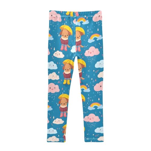 Puppy Umbrella Rainbow Girls Leggings Soft Stretch Workout Yoga Dance Pants for Kids Casual Tights2