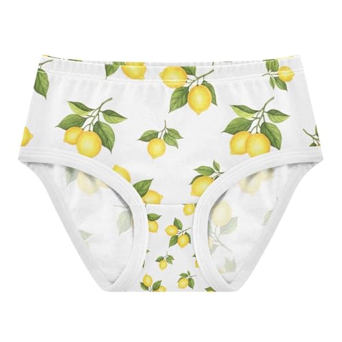 Yellow Lemons Girls Briefs, Toddler Girl Briefs, Cotton Girls Underwear, 2–8 Years