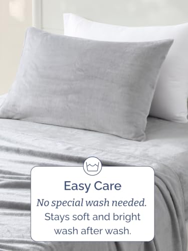Image of Fleece Sheets Cal King Size Set - 4-Piece Velvet Flannel Sheet Set - Grey
