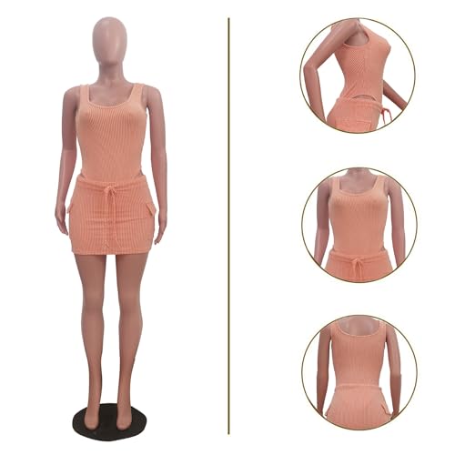 Ptorlio 2 Piece Sets for Women Sleeveless Shapewear Bodysuit Sexy Mini Skirt Set Club Outfits4