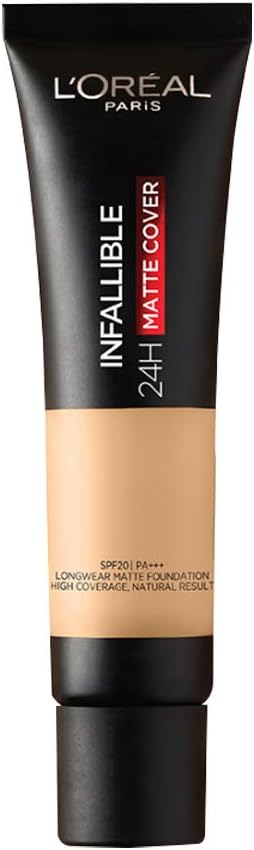 L'Oreal Paris Liquid Foundation, Waterproof, Sweatproof And Heatproof, Oil-Control, Infallible 24H Matte Cover, 110 Rose Vanilla, 35 Ml