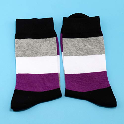 JXGZSO 2 Pairs Asexual Pride Flag Socks Ace Socks Asexual Clothing3