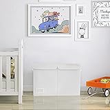 GRANNY SAYS Spielzeug Aufbewahrung, Spielzeugkiste mit Deckel, Faltbar Aufbewahrungsbox Kinder, Aufbewahrungsbox Kinderzimmer mit Griffen, Aufbewahrungsbox mit Deckel Kinder, Weiß Spielzeugkiste