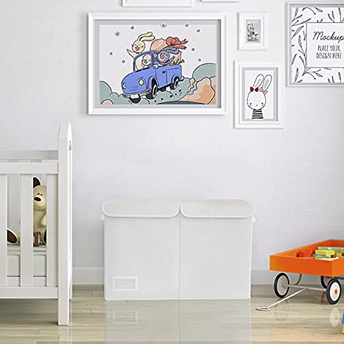GRANNY SAYS Spielzeug Aufbewahrung, Spielzeugkiste mit Deckel, Faltbar Aufbewahrungsbox Kinder, Aufbewahrungsbox Kinderzimmer mit Griffen, Aufbewahrungsbox mit Deckel Kinder, Weiß Spielzeugkiste