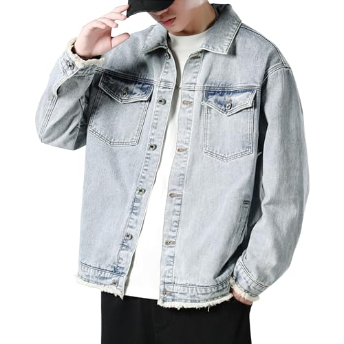 Veste en jean lavé pour hommes style cowboy pour sorties urbaines
