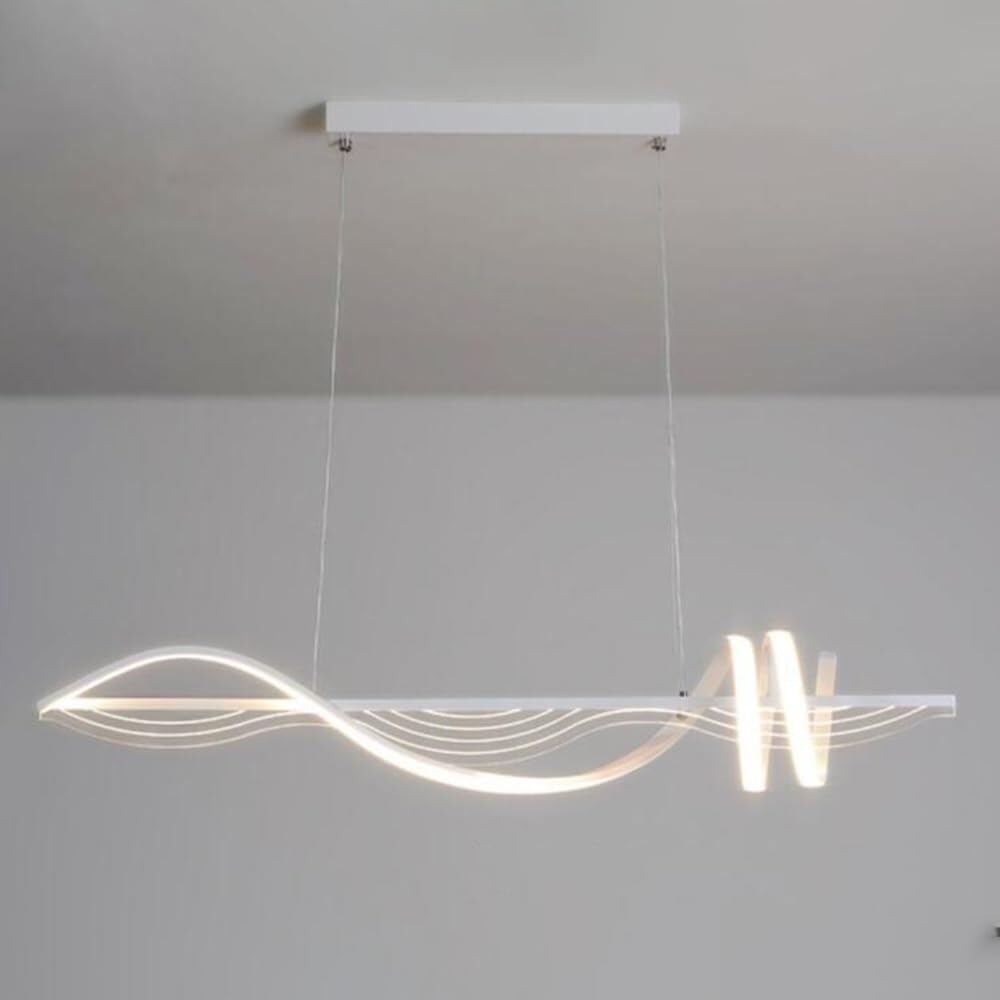 SBZIOJHDR Ceiling Lights, Chandelier 46W Long Strip 39.3" Adjustable Living Room Dinning Linear Pendant Lights(White,3 Color Temp)