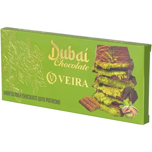 Image of Dubai Premium Chocolate Bar – 100g | Rich, Creamy, Artisan Chocolate | Authentic Taste of Dubai | Made with Fine Ingredients Pistashio Kunafa Kanafe Kadyif (100g, Pistachio)