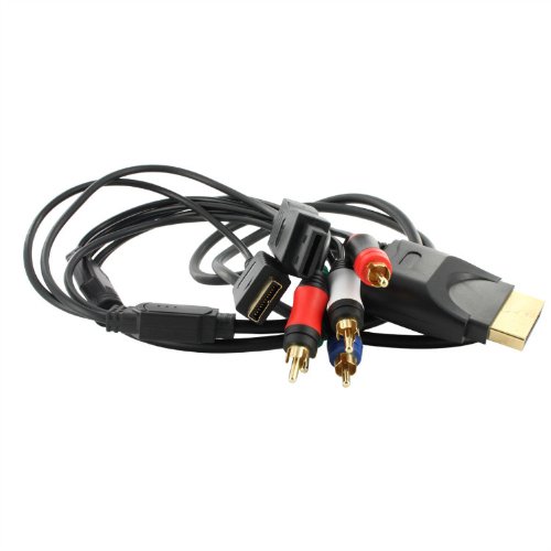 3 in 1 Component AV Cable Cord for Sony PS3, Xbox 360, Nintendo Wii, 6 Feet, Black