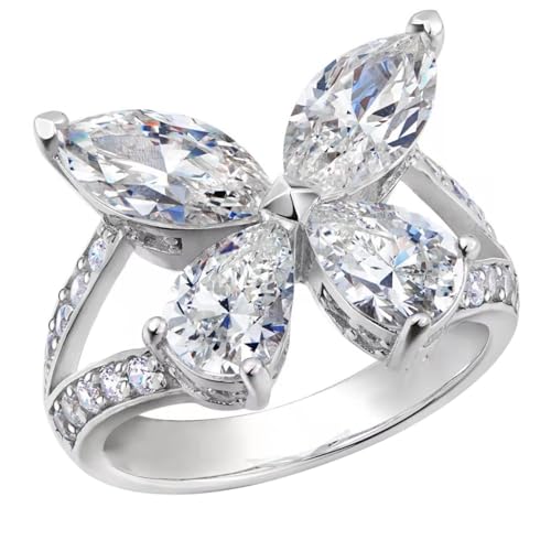 925 Sterling Silver Butterfly Ring, Diamond Rings with Birthstone Butterfly Jewelry Wedding Rings Best Gifts for Valentine's Day