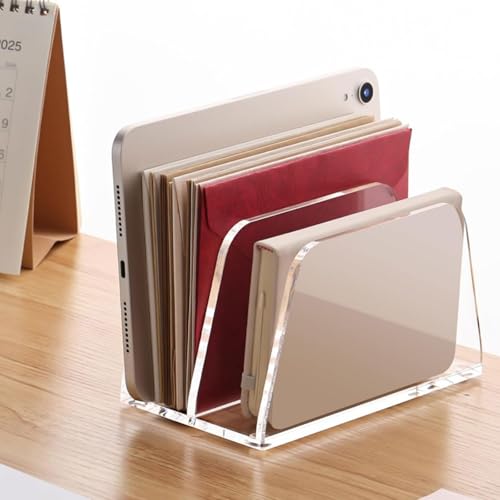 Porte-documents de bureau transparent à 2 niveaux et étagère de rangement - 3