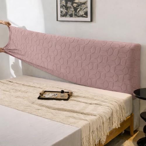 Image of HOMETHREADS Stretchable Lycra /Velvet Headboard Cover | Soft, Dust-Proof & Wrinkle-Resistant Bed Back Protector | Fits Leather, Wooden & Fabric Bedsides | for 7ft to 7.5ft Beds (Khaki, 205x65Cm)