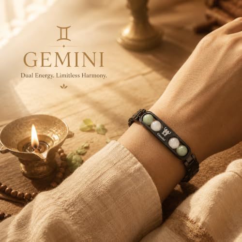 Image of Gratify Birth Crystal Metal Rashi Bracelet for Men & Women | Natural Gemstone Bracelet | Adjustable Spiritual Crystal Bracelet | Includes Authenticity Certificate | Gift for Astrology Lovers