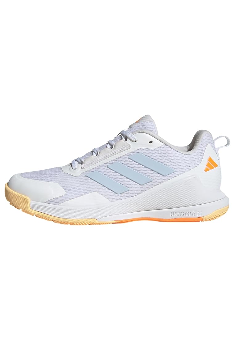 adidas Women's Novaflight 2 Indoor Shoes, FTWR White/Crystal Sky/Ice Tangerine, 11.5 UK