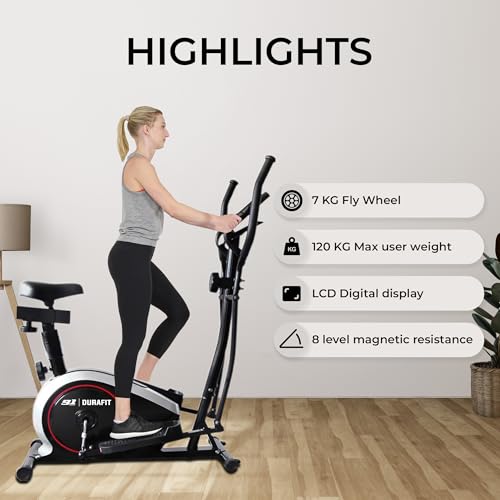 Image of Waltz Elliptical Cross Trainer |7 Kg Flywheel | 8 Levels Magnetic Adjustable Resistance| Adjustable Seat | Max User Weight 120 Kg | LCD Display