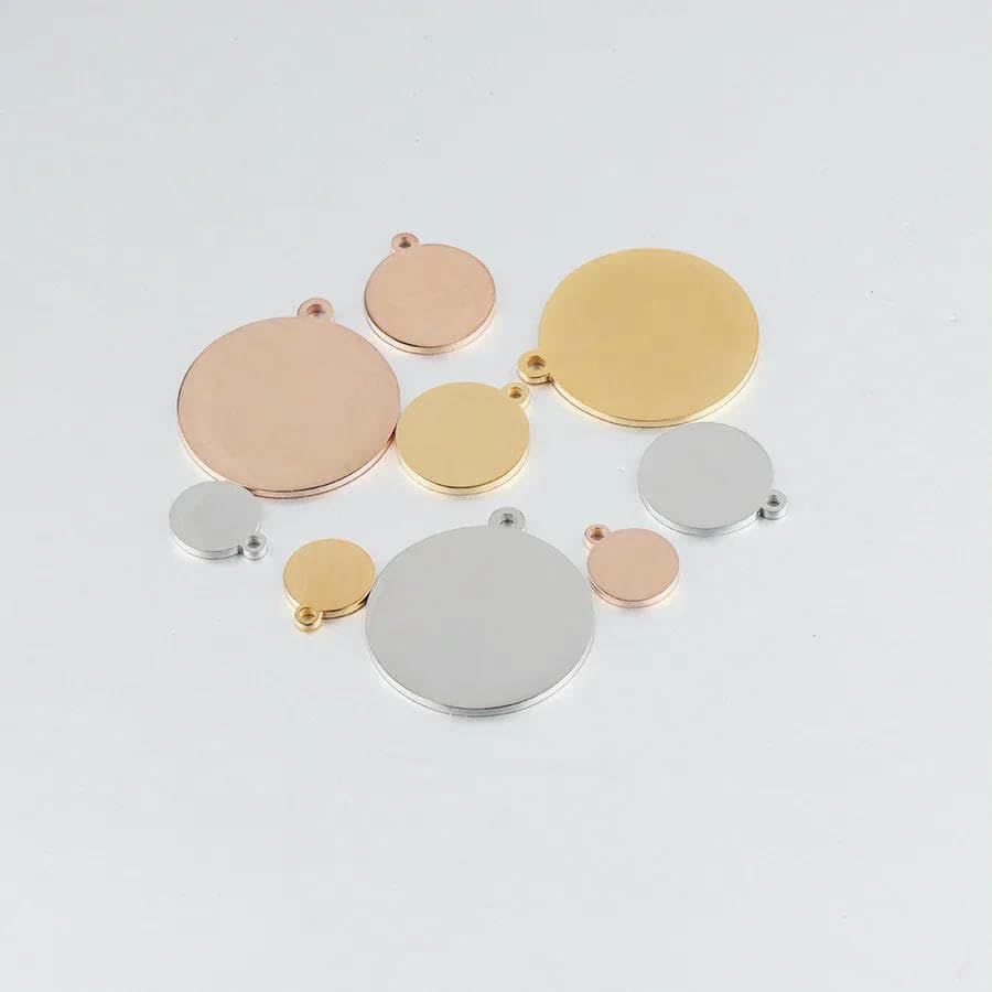 Lot de 20 breloques rondes en acier inoxydable 304 poli miroir, 20 mm, 25 mm, 30 mm, pour la fabrication de bijoux, or rose, 30 mm