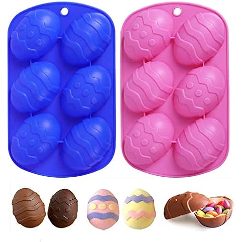 Nytlivet Easter Egg Shaped Silicone Cake Mold, Trays Cooking Supplies for Chocolate, Candies,Jelly, Pudding, Muffin, Ice Cube Trays Baking Molds (2Pack) (Pink Blue, 2) Cover