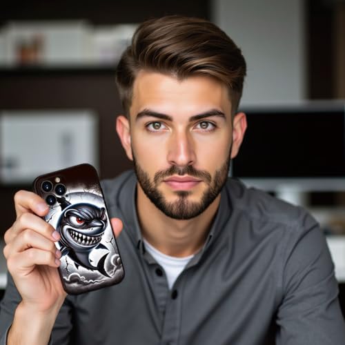 Printed Shark Pattern for iPhone 15 pro max Case, Printed Fierce Red-Eyed Shark Cartoon Silicone Soft Shockproof case,for Girls & Women & boy & Men (B1-Cartoon Shark-Cool)