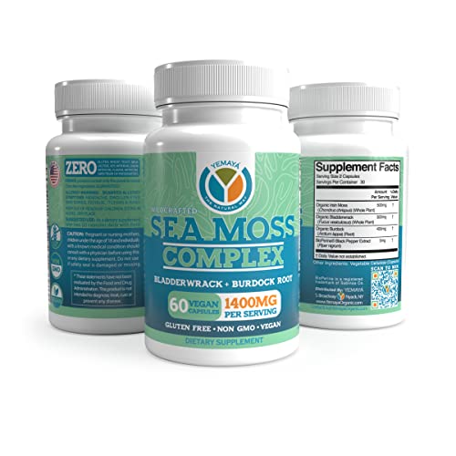 Yemayá Organic Sea Moss Capsules with Bladderwrack & Burdock (60 ct)