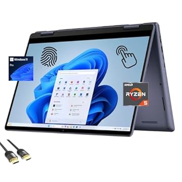 Dell Notebook Inspiron 14 2 em 1, tela sensível ao toque FHD de 14 polegadas, AMD Ryzen 5-8640HS (até 4,9 Hz), 64 GB DDR5, SSD PCIe de 1 TB, KB retroiluminado, leitor de FP, leitor de cartão SD, WiFi