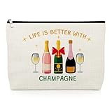 Champagne Lover Gifts Makeup Bag Wine Trip Gift for Cocktail Lover Daughter Sister Best Friend Coworker Champagne Cosmetic Bag Bachelorette Party Cocktail Club Gifts for Women Wife Zipper Pouch