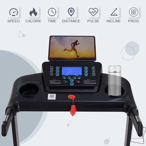 ATEEDGE Treadmills for Home with 15% Auto Incline, 36 Programs Foldable Treadmill Machine with Bluetooth APP, 0.5-10 MPH, and 18” Wide Belt, 2.5 HP Smart Incline Running Treadmill for Office