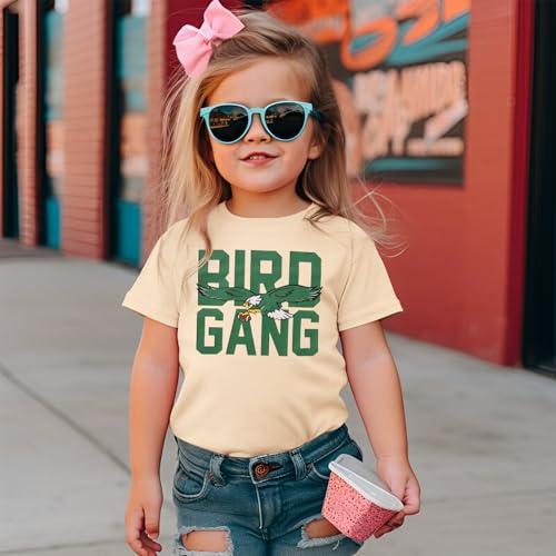 Toddler Girl Boy Game Day Football T-Shirt Bird Gang Shirt Short Sleeve Funny Kid Football Team Sports Fans Tee Top3