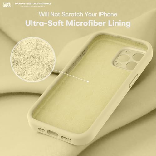 Image of LOVE 3000 Designed for iPhone 15 Pro Max Case, Premium Silicone with [Soft Anti-Scratch Microfiber Lining] Shockproof Protective Phone Case for Men Women Girls 6.7 inch, Creamy Yellow