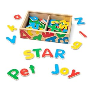 Melissa & Doug 52 Wooden Alphabet Magnets in a Box – Uppercase and Lowercase Letters