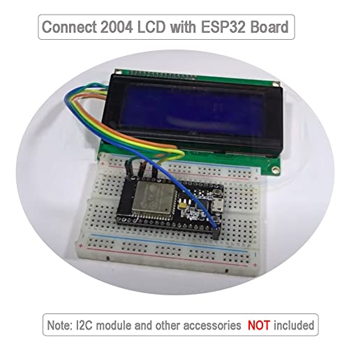 Image of 2004 LCD Display Module DC 5V 20x4 White Character Blue Backlight | (Pack of 2) DIYmalls 2004 LCD Display Module 5V 20x4 White Character Blue Backlight 16P Parallel Interface for Arduino ESP32