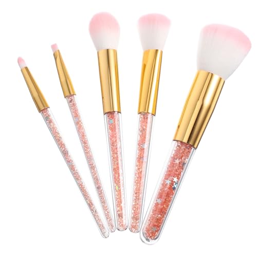 Beaupretty 5本 セット プロのメイクブラシ メイクブラシクリーナー液 メイクスポンジホルダー メイクスポンジクリーナー メイクブラシを置きます 蓋 リップライナー チークブラシ 香油 ピンク
