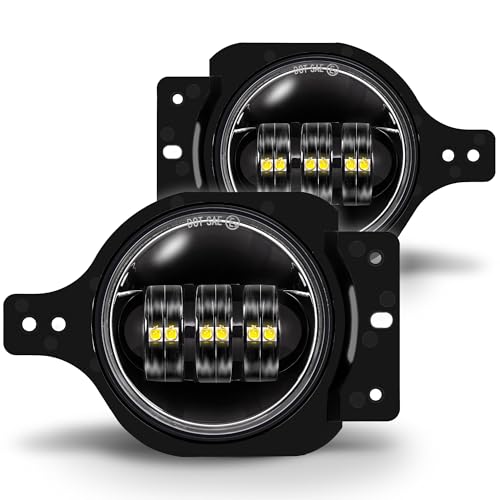 TRUE MODS 4-inch 60W LED Fog Lights Replacement for 2018+ Jeep Wrangler JL JLU Gladiator JT Sport Front Plastic Bumper Off-Road Fog Lamp Round Driving Light Bulb Accessories
