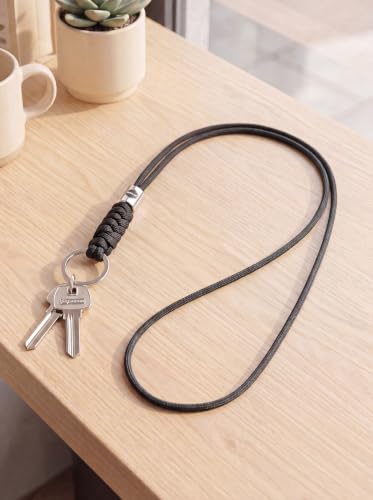 SENLLY Minimalist Neck Lanyard for Key & ID Badge, Braided Paracord Keychain | Stainless Steel Hardware, Tarnish-Free & Rust-Proof, Split Ring — view 4