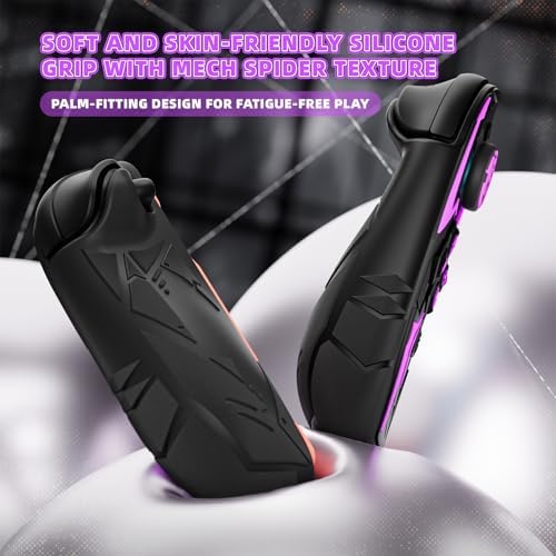 PlayVital Cyber Spider Protective Case for Nintendo Switch 2, Ergonomic Anti-Slip Silicone Grip Covers, Dockable Hard Case Shell for Switch 2 with Joystick Cap, Shockproof Skin - Black - 4