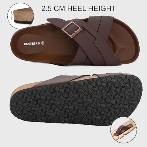 Image of Centrino Mens Cushion Sliders /Slippers|Berkin-Style Slip-On Sandals | Open Toe Design | Soft PU Footbed | Lightweight & Comfortable | Arch Support | On-Grip Sole | Casual Outdoor Wear (6868)