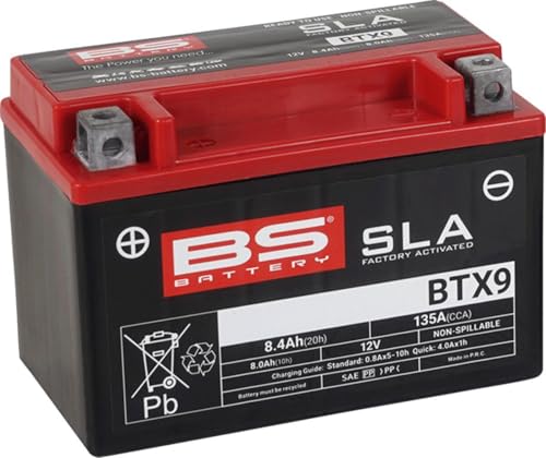 BS Battery 300674 BTX9 AGM SLA Batteria per moto, nero