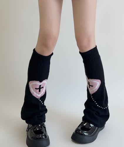 Image of WODECASA Girls Kawaii Leg Warmers Knitted Flared Leg Sleeves Goth Crochet Baggy Cuff Ankle Heap Socks