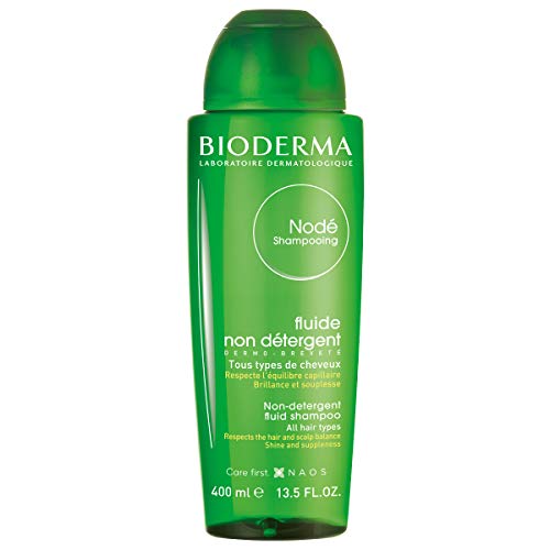 BIODERMA Nodé szampon fluide – oczyszcza, szanuje i chroni skórę głowy – nadaje połysk i blask – do wszystkich rodzajów włosów – dla całej rodziny – butelka 400 ml
