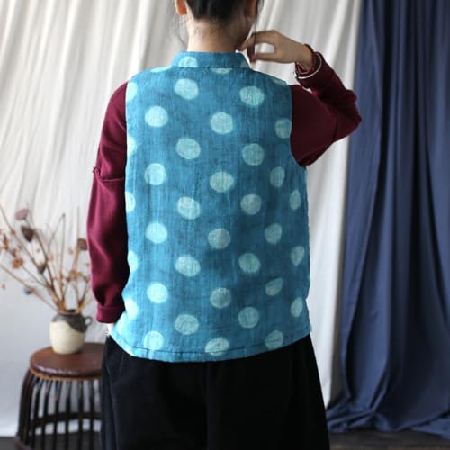 Ystylee Womens Quilted Vest Sleeveless Outerwear Lightweight Stand Collar Chinese Vintage Padded Outwear with Pockets2