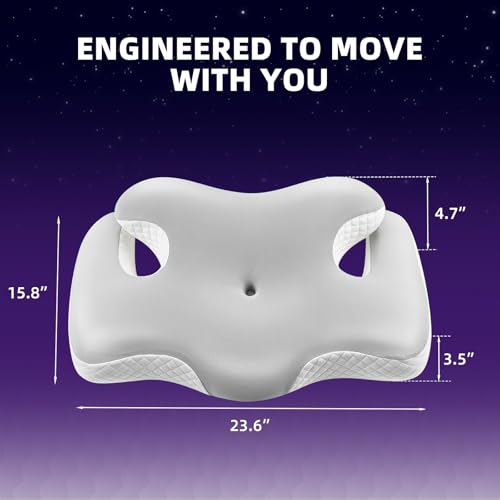 Image of Ergo Cervical Pillow for Neck and Shoulder Pain Relief,Cooling Orthopedic Contour Memory Foam Pillows,Side Sleeper Pillows for Neck Support,King Size Bed Pillows for Back Stomach Sleepers(Ash Grey)