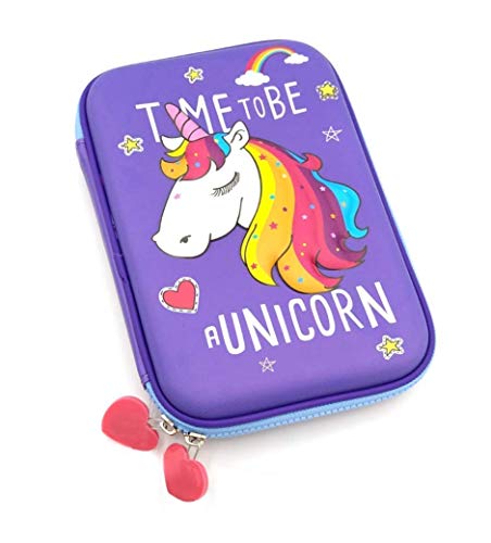 Krishna Enterprises Stylish 3D Unicorn Owl Print Large Capacity Hardtop EVA Pencil Case Organizer School Kids Girls Women Pen Holder Pouch Multipurpose (Unicorn-Purple) (B0BTT94W46) Amazon Price History, Amazon Price Tracker