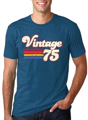 hohololo 50th Birthday T-Shirts Men Vintage 1975 Shirt Graphic Fifty Birthday shirs Casual Birthday Gifts Blouse Tops... (Blue3,L)