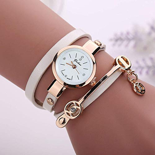 Damen-Armbanduhr Quarzuhr mit rundem Zifferblatt Armband mit langem Armband für Frauen, Weiß