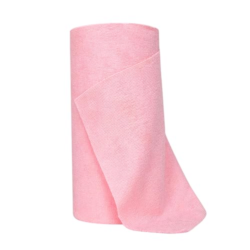 FSTURIOS 50PCS Microfiber Towel Roll, 12×11.6 inch Washable Tear Away Cleaning Cloth, Reusable Ultra Absorbent Rags Scratch Free Quick Drying Towel Roll, Lint-Free Cloth for Car (Pink)