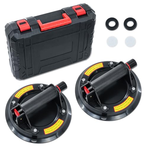 2 Piezas 8.2' Ventosas para Cristal con Maleta | Máx Cargas 200KG,Ventosas para Azulejos, Ventosa de Vidrio,Ventosas para Cristales profesional para Levantar Vidrio,Azulejos,Mármol