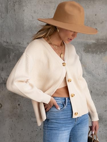 ANRABESS Women Cardigan Sweaters 2024 Fall Oversized Button Open Front Knit Lightweight Cardigans Fall Outfits Outerwear3