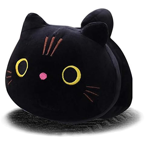 Coseaon Gato Negro Peluche Almohada Cover