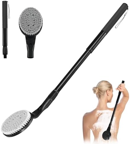 Gobiteli Back Scrubber for Shower,25" Long Handle Shower Brush for Body Exfoliator and Deep Clean,Back Scrubber for Shower for Men,Women and Elderly